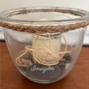 Source Unknown Glass Candle Holder with Rope Accent